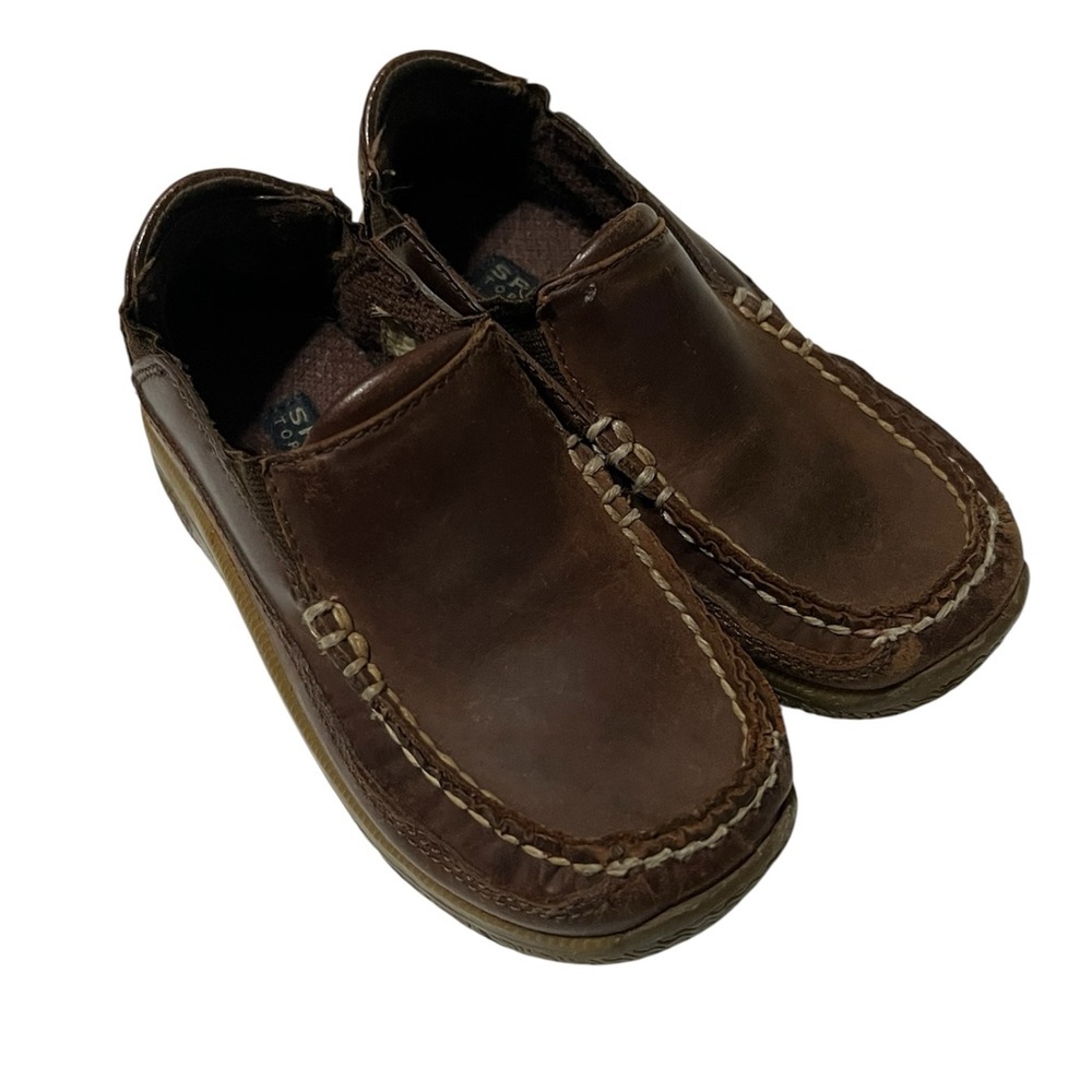 Kids Sperry Top-Sider Brown Leather Slip On Loafers Boat Shoes